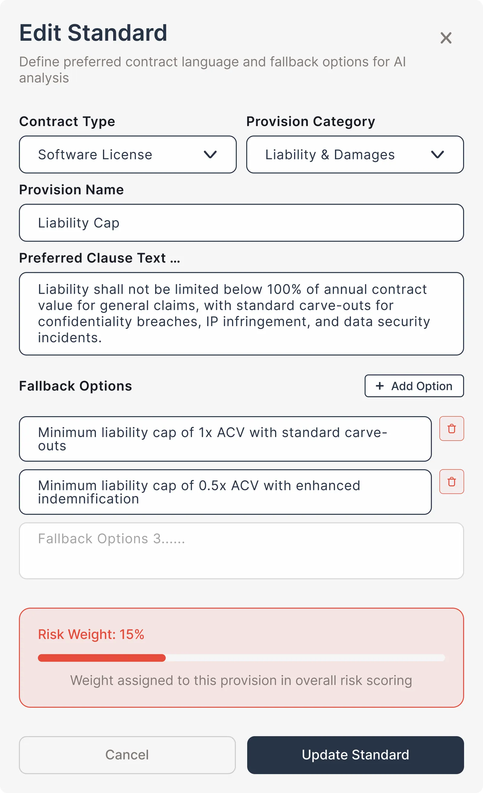 Editing an existing standard