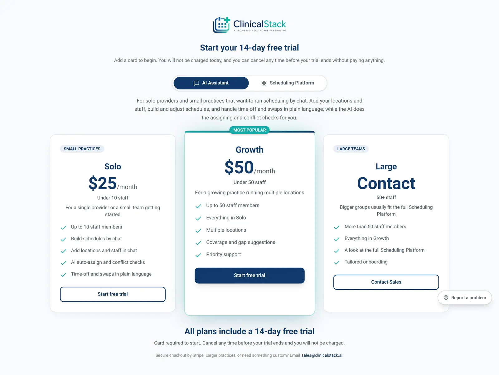 Assistant billing page
