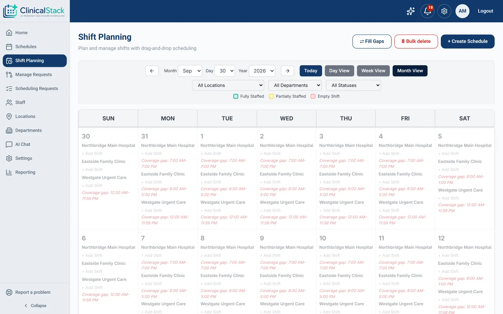 Shift planning month view