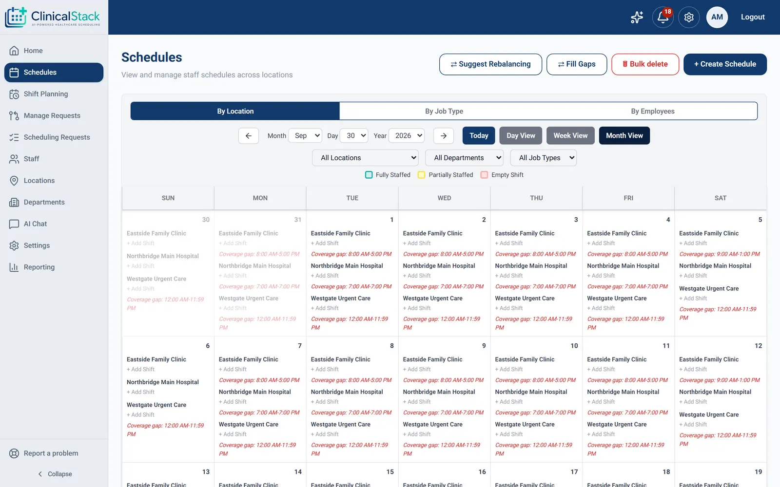 Schedules month view