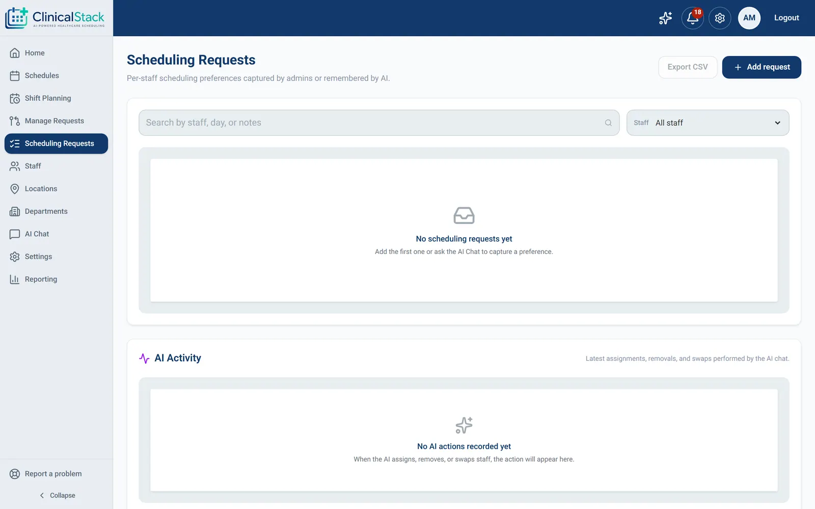 Scheduling requests awaiting approval