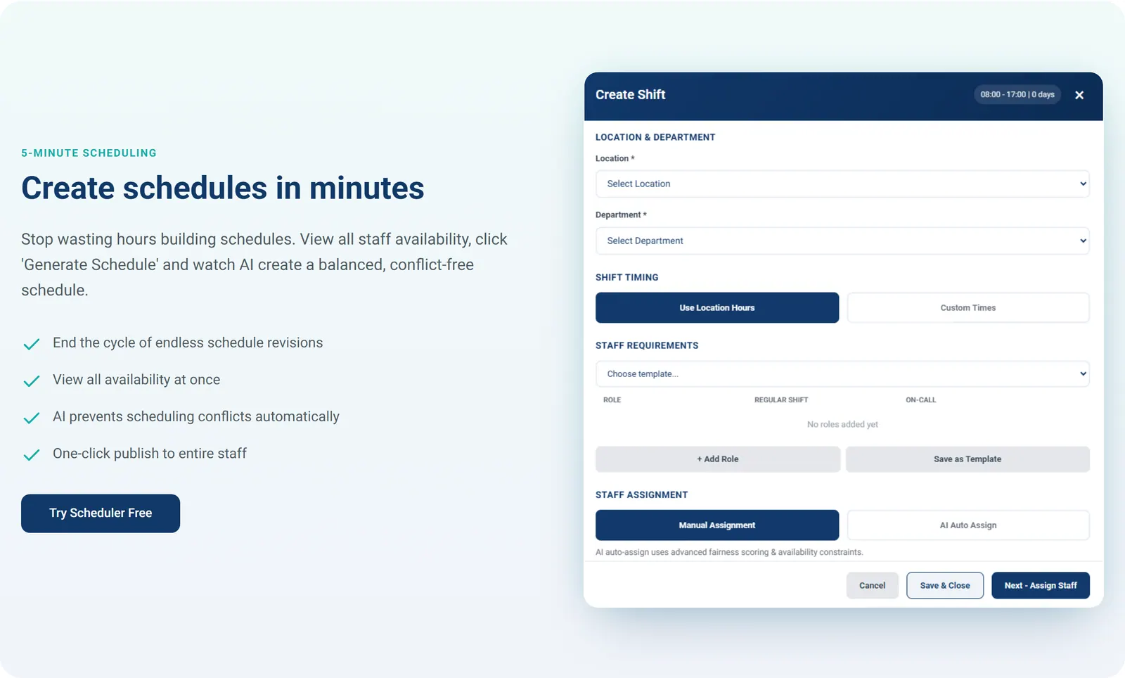 Homepage scheduler feature block