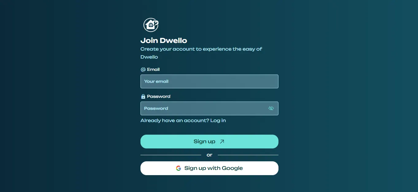 Sign-up screen