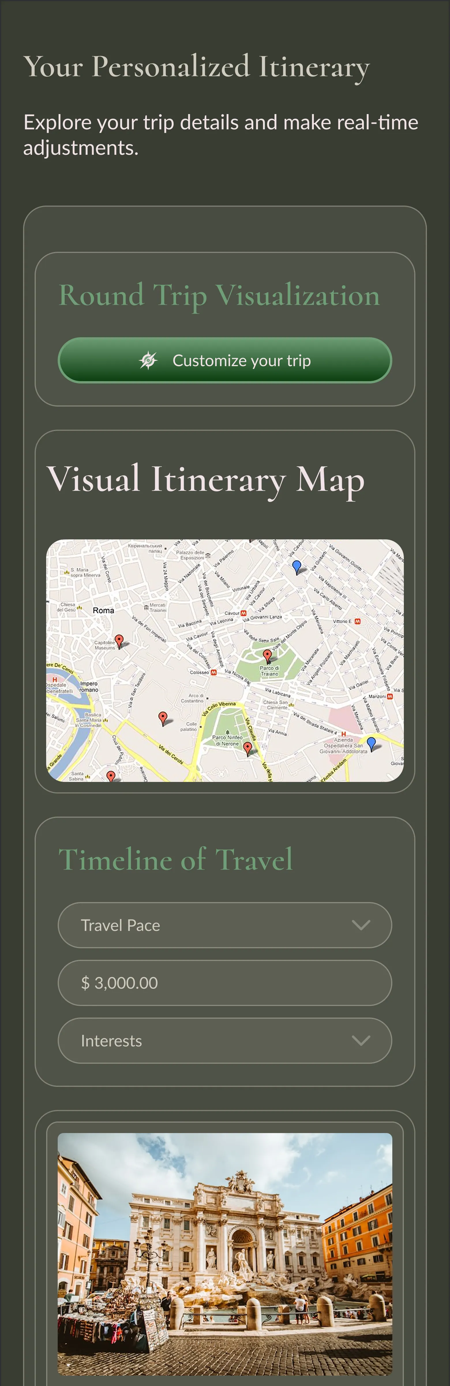 Mobile itinerary with map