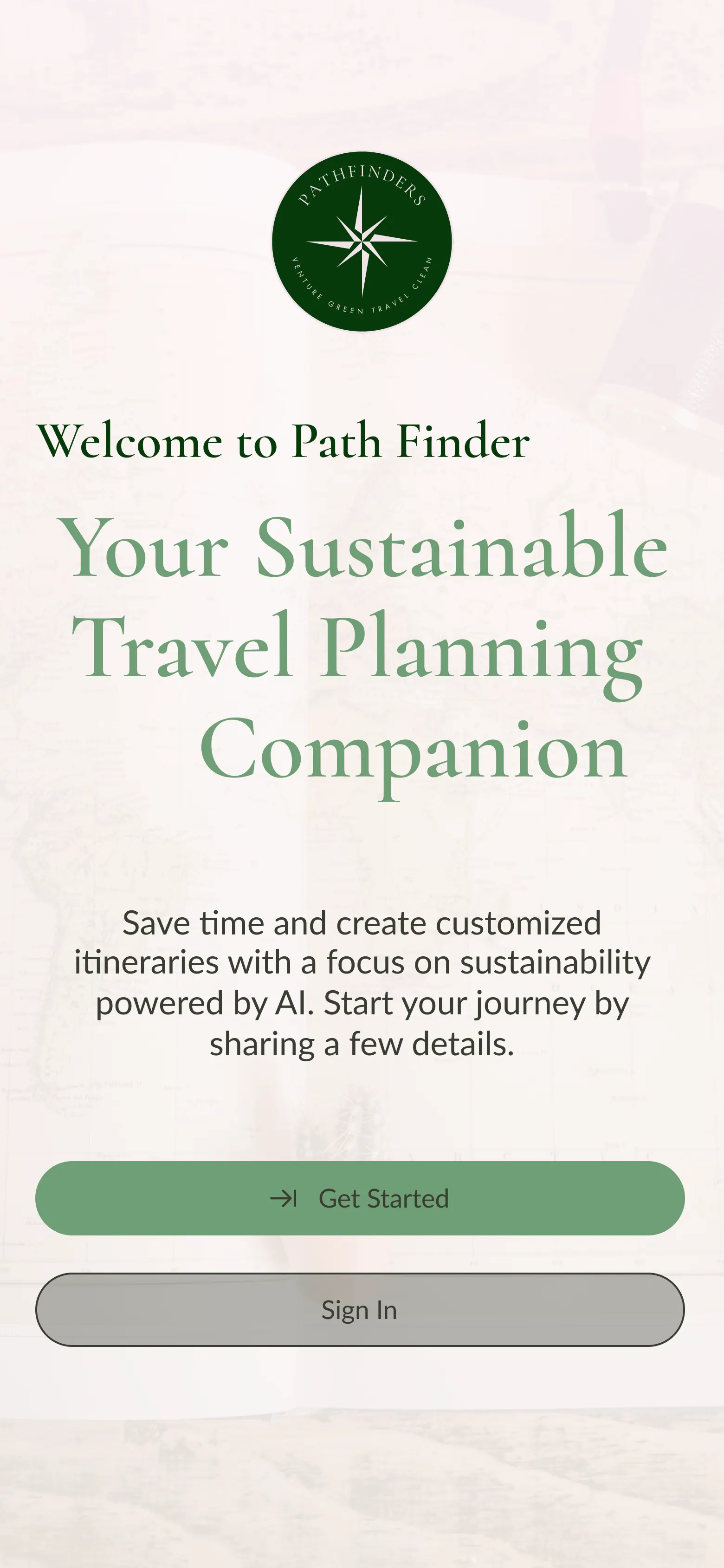 Mobile welcome screen