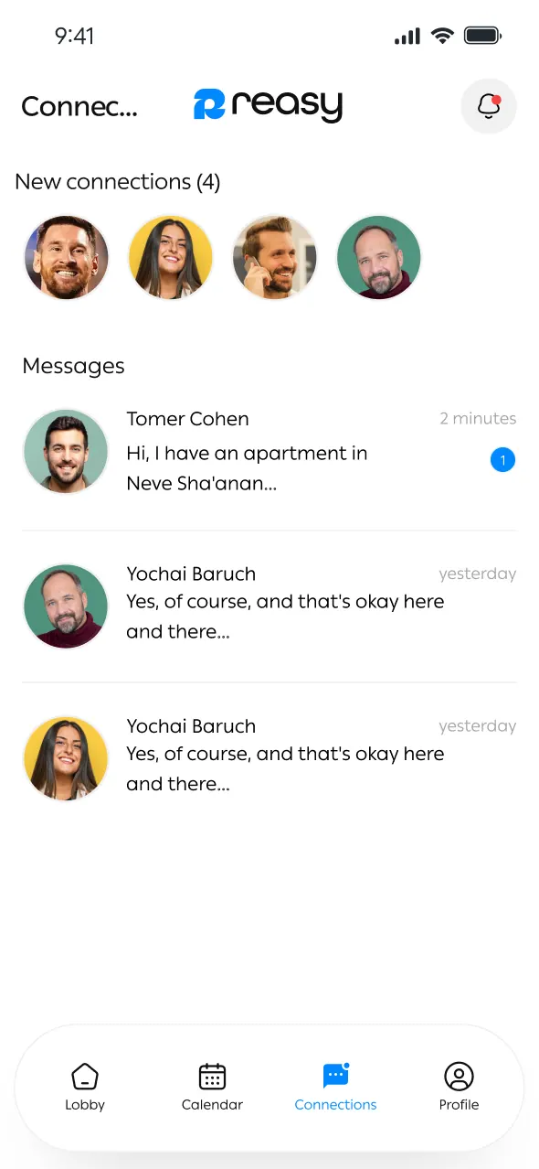 New connections and message threads