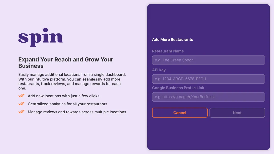 Multi-location onboarding flow