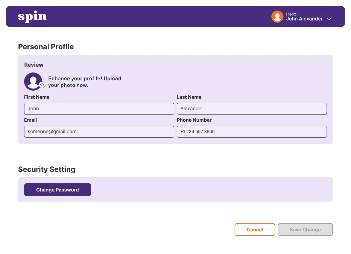 Editing the personal profile
