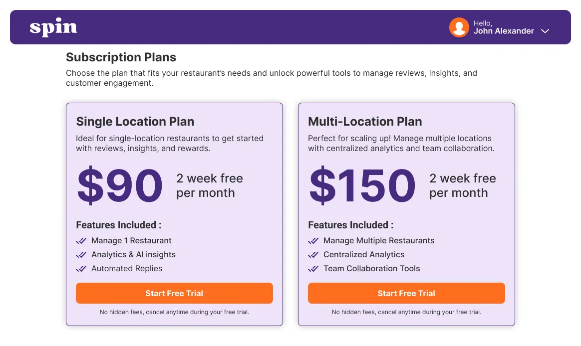 Subscription plans